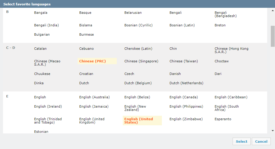 select-favorite-languages