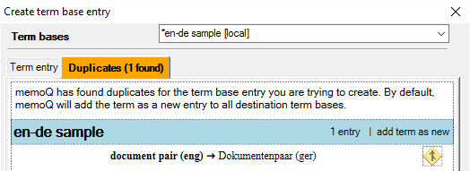 The Duplicate tab allowing users to check duplicate entry.