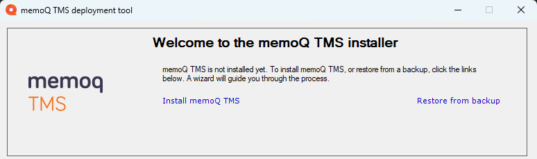 starting window for memoQ TMS installation process