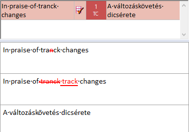 Examples of track changes matches.